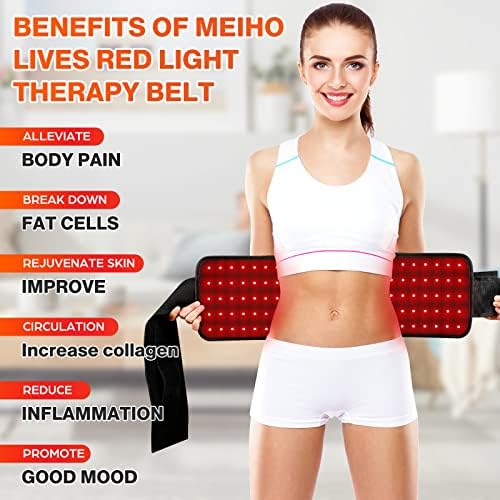 Meiho חי חגורת טיפול באור אדום-טיפול באור אינפרא אדום וטיפול באור אדום לתיקון רקמות, הקלה על כאבי מפרקים וגב, 660 ננומטר ו 850 ננומטר
