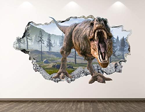 ווסט הר דינוזאור פראי קיר מדבקות אמנות תפאורה 3D מרוסקת T-REX מדבקה פוסטר לילדים חדר קיר מתנה בהתאמה אישית BL380