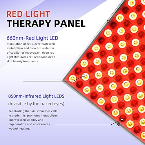 מכשיר לטיפול באור אדום 45W אדום 225 LED אור אינפרא אדום אור אור, 660 ננומטר ו 850 ננומטר LED טיפול באור אדום לפנים, לוח טיפול באור אדום