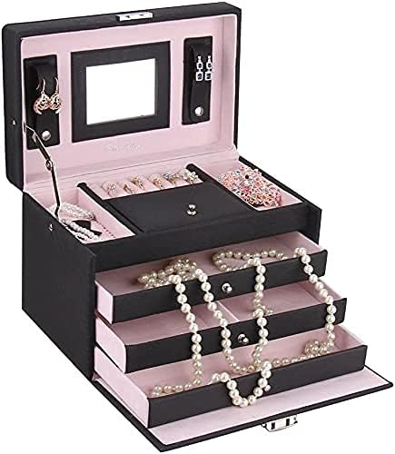 קופסא תכשיטים CXJAY תכשיטים גדולים תכשיטים דמוי עור קופסת מארז איפור תכשיטים קופסת תכשיטים קופסת אחסון תכשיטים