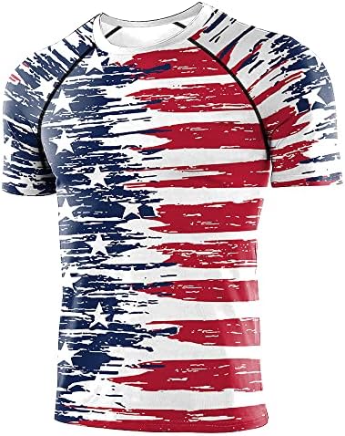 RCIMUUE אמריקאי אמריקאי אמריקאי דגל דגל פטריוטי חולצות אלינו 4 ביולי דחיסת חולצות טריקו אימון ספורט שרוול קצר