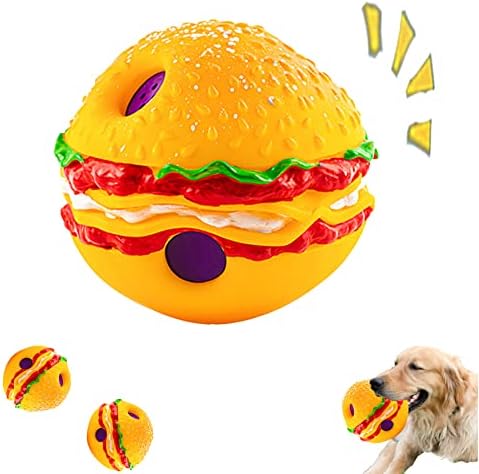 4 כדור חיית מחמד של המבורגר, כדור צחקוק של המבורגר צחקוק, כדור צעצוע של כלב מוזר, כדור חיות מחמד, אימון כדור משחק, צעצוע אינטראקטיבי לכלב