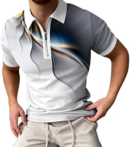 גברים עניבו צבע ספורט חולצת גולף קיץ שרוול קצר רזה חולצות פולו חולצות אופנה 1/4 רוכסן דש חולצת כותנה מזדמנת