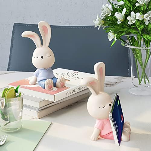 Lifexquisiter מחזיק עמדת סמארטפון ארנב חמוד לשולחן העבודה, 2 ב 1 עיצוב צלמיות ארנב ומחזיק טלפונים ניידים לשולחן ושיבת לילה, תואם לאייפון,