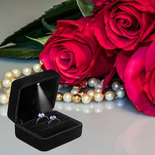 טבעת תיבת לחתונה טקס קטיפה זוג טבעת מחזיק כפול חריץ תכשיטי אחסון תיבת עבור אירוסין