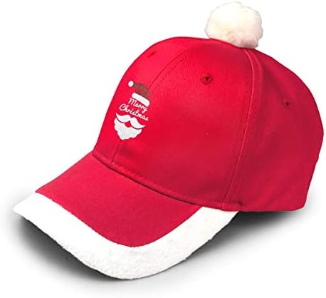 החג שמח כובע יוניסקס למבוגרים בציר מתכוונן סנטה בייסבול כובע אדום / לבן