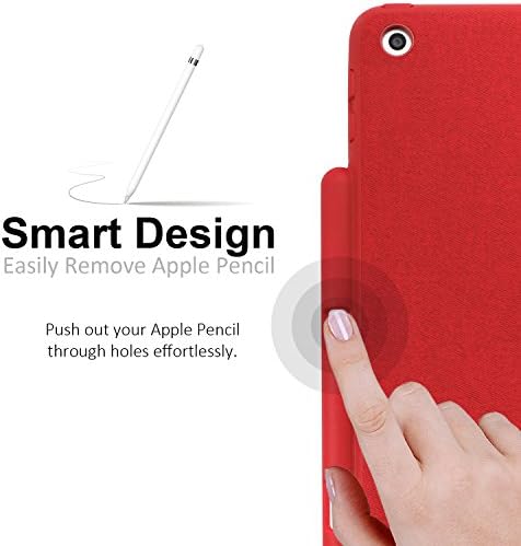 אביזרי Khomo ipad 9.7 אינץ 'מארז עם מחזיק עיפרון - כיסוי לוויה - התאמה מושלמת למקלדת וכיסוי של אפל חכמים - אדום אדום