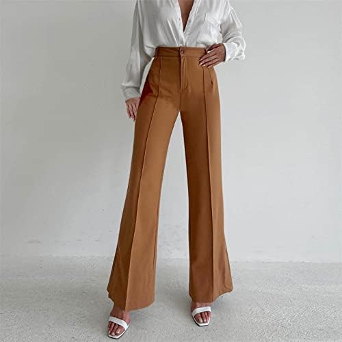 מכנסי שמלה נשים עסקים מזדמנים מכנסיים מזדמנים רופפים לנשים מושכת רגליים רחבות על מכנסי חליפה עם כיסים