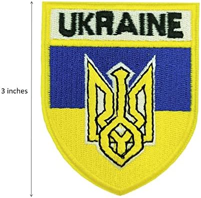 דגל אוקראינה טרידנט צבא צבאי רקום וו טלאי לולאה