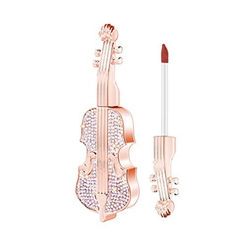 קטיפה אדום כינור שפתון ייחודי כינור עיצוב שפתון עמיד למים עמיד תרסיס נוזל שפתון עם אריזת מתנה יופי דלפק מוצרים טל עור