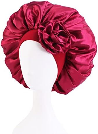 נשים אלסטי מצנפת שינה כובעי פרח משי סאטן בארה ' ב מוצק צבע למתוח רפוי שיער מכסה עבור נשים
