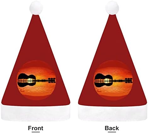 גיטרה אי שקיעת חג המולד כובע סנטה כובע עבור יוניסקס מבוגרים נוחות קלאסי חג המולד כובע עבור מסיבת חג המולד חג