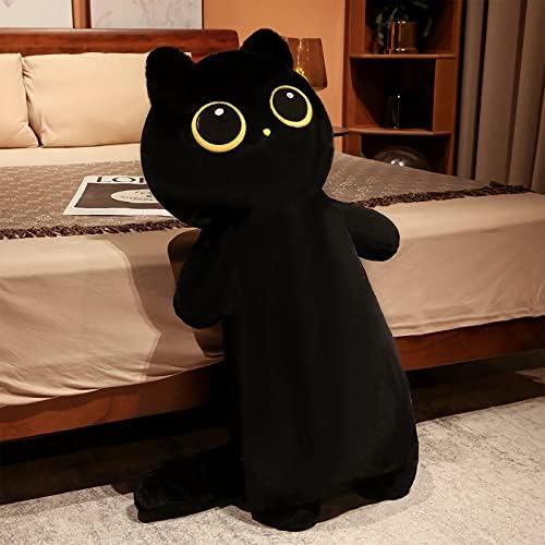 כותנה כוכב חתול קטיפה גוף כרית, חמוד שחור ממולא בעלי חיים עיניים גדולות רך קטיפה בובת צעצועים