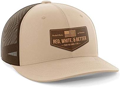 אדום, לבן וטוב מכם כובע טלאי עור