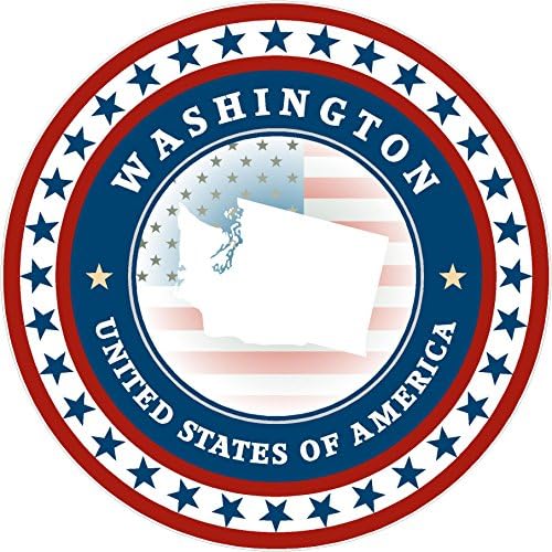 סגלגל ארהב כוכבים מדינת וושינגטון 5x5 אינץ 'אמריקה ארצות הברית מוריקה מדבקה במדינת מדינת מדינת Die Die Cut Vinyl - תוצרת ונשלחה בארהב