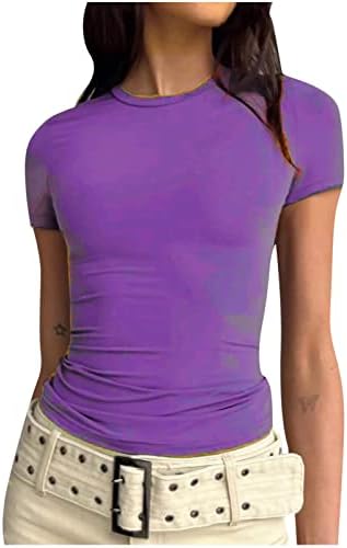 נשים סקיני הדוק קצר שרוול חולצה יוגה ריצה אימון חולצות מצויד תחת שכבה חולצה יוצא קצוץ טוניקת טי
