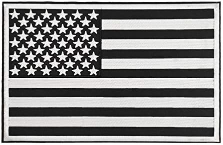 10 דגל אמריקאי שחור לבן גדול ארהב רקמה ברזל על תיקון לאפוד אופנועים MC