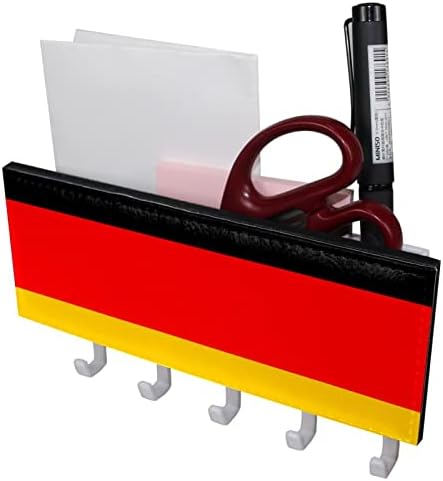 דקורטיבי מפתח מחזיק עם דואר מדף קיר, לאומי גרמניה דגל שחור אדום צהוב פס עצמי דבק מפתח קולב מתלה עם נסתרת אחסון סל קיר ארגונית