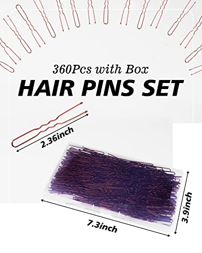 סיכות שיער בצורת, סיכות שיער 360 יחידות ללחמניות, סיכות שיער פרימיום 2.36 אינץ ' לנשים, סיכות בובי אחיזה מאובטחת ללחמניות שיער עבות תסרוקת