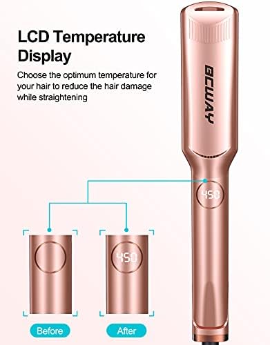 מחליק שיער, 1.5 צלחת רחבה ברזל שטוח לשיער עם טמפרטורה מתכווננת 250 פ-450 פ-ו, תנור חימום דיגיטלי, צלחות צפות טיטניום 3 ד 2 ב-1 ברזל לשיער