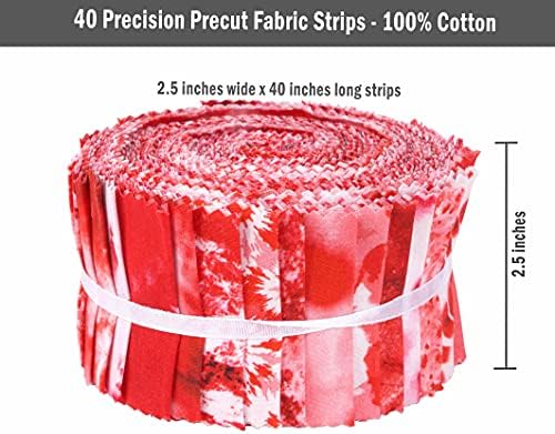 סוימוי 40 יחידות הדפסת צבע עניבה כותנה בדים חתוכים מראש לתפירת רצועות מלאכה 2.5 על 42 אינץ ' ג ' לי רול-אדום