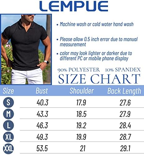 Lempue Mens v Neck חולצות T Slim Fit Fit חולצות פולו שרירים לגברים שרוול קצר בכושר יבש חולצות גולף בגדים מזדמנים מטליות