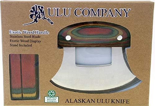 מתנות באלסקה עץ אקזוטי רב-צבעוני מטופל בסכין ulu ועומד