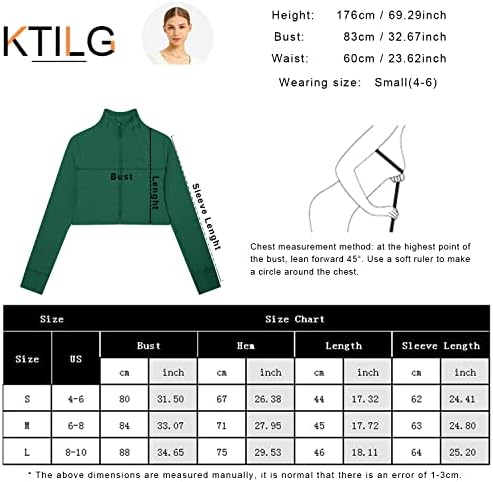 אימון KTILG אימון חתך מעילי שרוולים ארוכים רוכסן סוודר קל משקל קל משקל יוגה אתלטים עם חורי אגודל