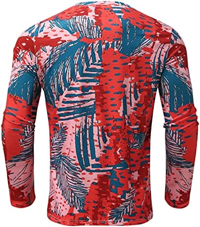 חולצות טריקו מודפסות דיגיטליות של Beuu גברים, 2022 שרוול ארוך צווארון צווארון אופנה קיץ דק-כושר טופיות מזדמנים לגברים