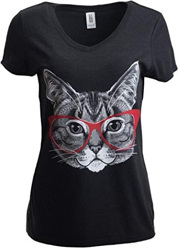 אדום לינדה משקפיים חתול / חצוף מצחיק קיטי בלצ ' ר חמוד עם צווארון חולצה לנשים