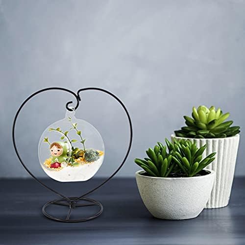 2 יחידות לב בצורת קישוט דוכן תצוגת זכוכית קישוט לתליית גלוב אוויר צמח חממה צמח זכוכית צמחים דקור צמחים דקור