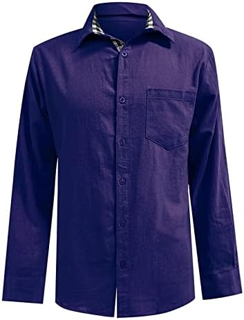 חולצת פשתן כותנה פשוטה של ​​גברים, כפתור פשתן, כפתור בסיסי למטה חוף קל משקל חוף.