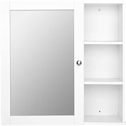ארון אמבטיה מראה אחת דלת 3 תא אחסון ארון תרסיס צבע לבן אמבטיה קיר ארון