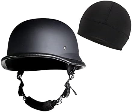 כובע גולגולת חידוש גרמני, כובע חידוש גרמני שחור שטוח בסיסי עם רצועת סנטר מתכווננת