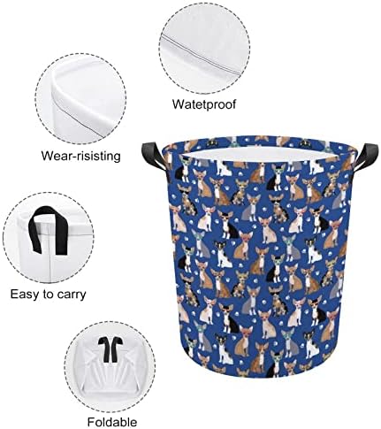 צ ' יוואווה משקפי שמש קיץ כלב מתקפל סל כביסה סל כביסה עם ידיות כביסה סל בגדים מלוכלכים תיק עבור מכללת במעונות, משפחה