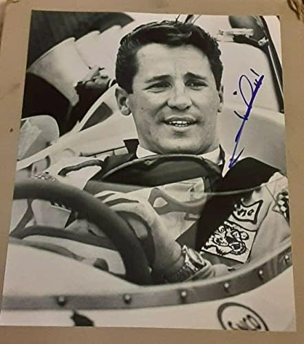 מריו אנדרטי דייטון אינדי 500 אלוף מירוצים חתום חתימה 8X10 צילום COA - תמונות NASCAR עם חתימה