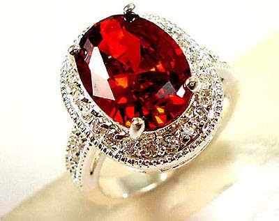 925 כסף תכשיטי סגלגל לחתוך אדום גרנט נשים חתונה טבעת גודל 6-10