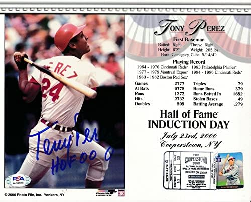 טוני פרז אדומים חתמה 8x10 תצלום אינדוקציה עם חותמת PSA/DNA 165922 - תמונות MLB עם חתימה