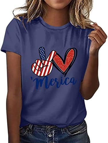 חולצת דגל אמריקאית לנשים שרוול קצר טיז בסיסי טיזים גרפיים לבוש פסים ארהב חולצות 4 ביולי 2023