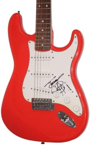 ג 'ימי קליף חתם על חתימה בגודל מלא פנדר אדום סטראטוקסטר גיטרה חשמלית עם ג' יימס ספנס ג 'יי. אס. איי אימות-סמל רגאיי, עקוב אחר דעתי, הכוח