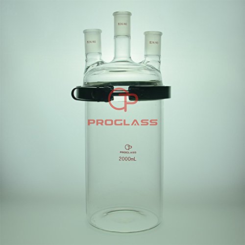 בקבוק זכוכית פרוגלאס נפרד 2000 מ ל שלושה צווארים עם מהדק פתוח קל