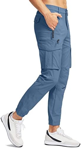 מכנסי מטען לטיולי טיול של פינק בומב עם 7 כיסים דקיקים לעבודה במתיחה נסיעות גולף מטען מכנסיים לגברים