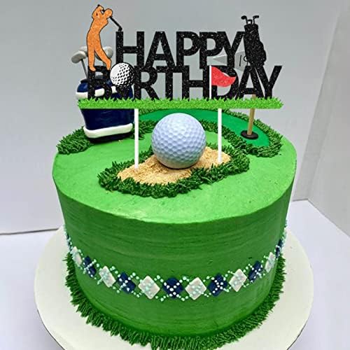 גולף מסיבת יום הולדת קישוטי אספקת עבור גברים מבוגרים-גולף יום הולדת שמח באנר גרלנד עוגת & מגבר; כיסויי הקאפקייקס עבור חיצוני ספורט פרישה