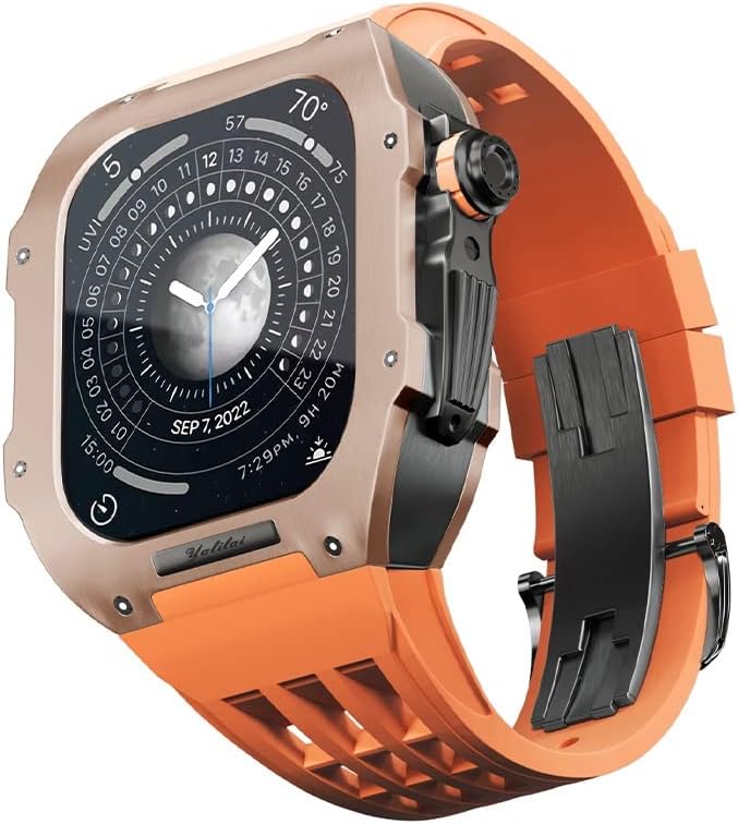 Soumix Titanium Case Strap Strap עבור Apple Watch Series 4 5 6 SE החלפת סדרות רצועת סיליקון בדרגה גבוהה, רצועת שעון יוקרה לרצועת שעון