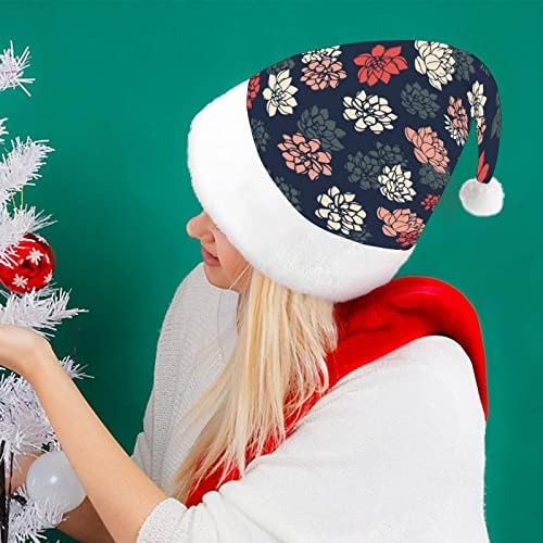 בציר צבעוני לוטוס חג המולד כובע סנטה כובע עבור יוניסקס מבוגרים נוחות קלאסי חג המולד כובע עבור מסיבת חג המולד חג