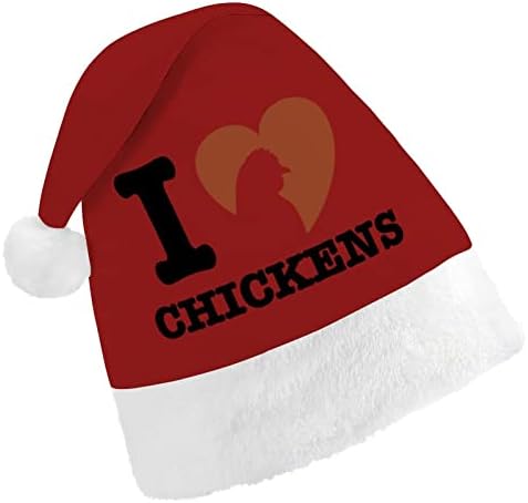 אני אוהב תרנגולות חג המולד כובע סנטה כובע עבור יוניסקס מבוגרים נוחות קלאסי חג המולד כובע עבור מסיבת חג המולד חג