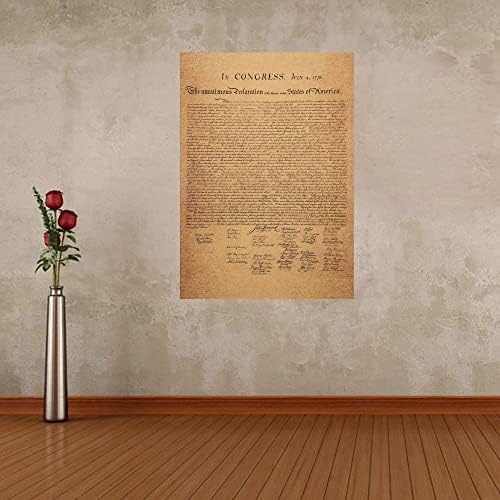 בציר אמריקאי הכרזת העצמאות פוסטר דקורטיבי 20 על 14 אינץ ' הדפסת אמנות נייר קראפט לא ממוסגרת