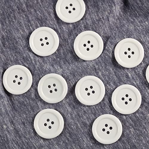 כפתורים לבנים 60 יחידות תפירה שרף פלסטיק 1 אינץ