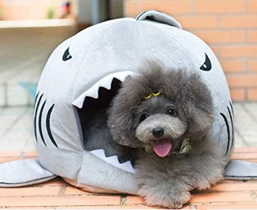 אפור כריש מיטת עבור קטן חתול כלב מערת מיטת נשלף כרית, עמיד למים תחתון ביותר יפה לחיות מחמד בית מתנה עבור חיות מחמד,קטן