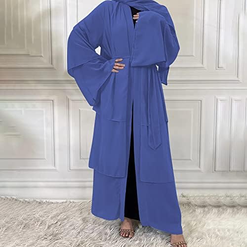 Abayas לנשים המוסלמי Abaya שרוול ארוך שמלת מקסי רופפת כיסוי מלא בגדי קרדיגן דובאי עם חיג'אב S-XXL